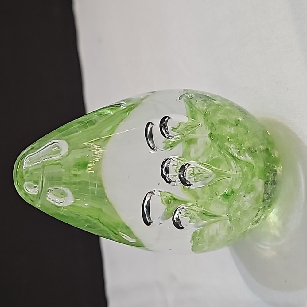 Art Glass Egg Paperweight Bubbles